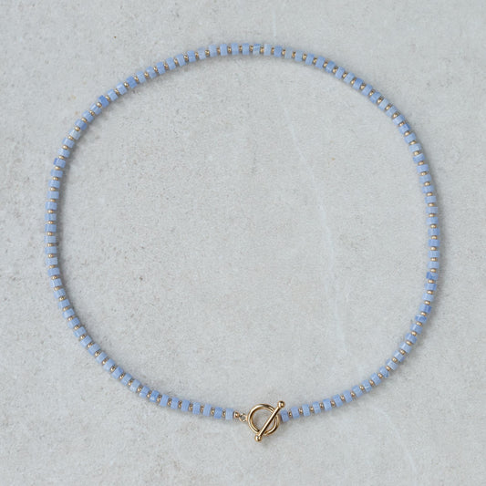 AAAA+ Blue Lace Agate Beaded Necklace, Blue Lace Agate necklace [ENBM1881] | Blue Lace Agate Necklace | Blue Lace Agate Necklace