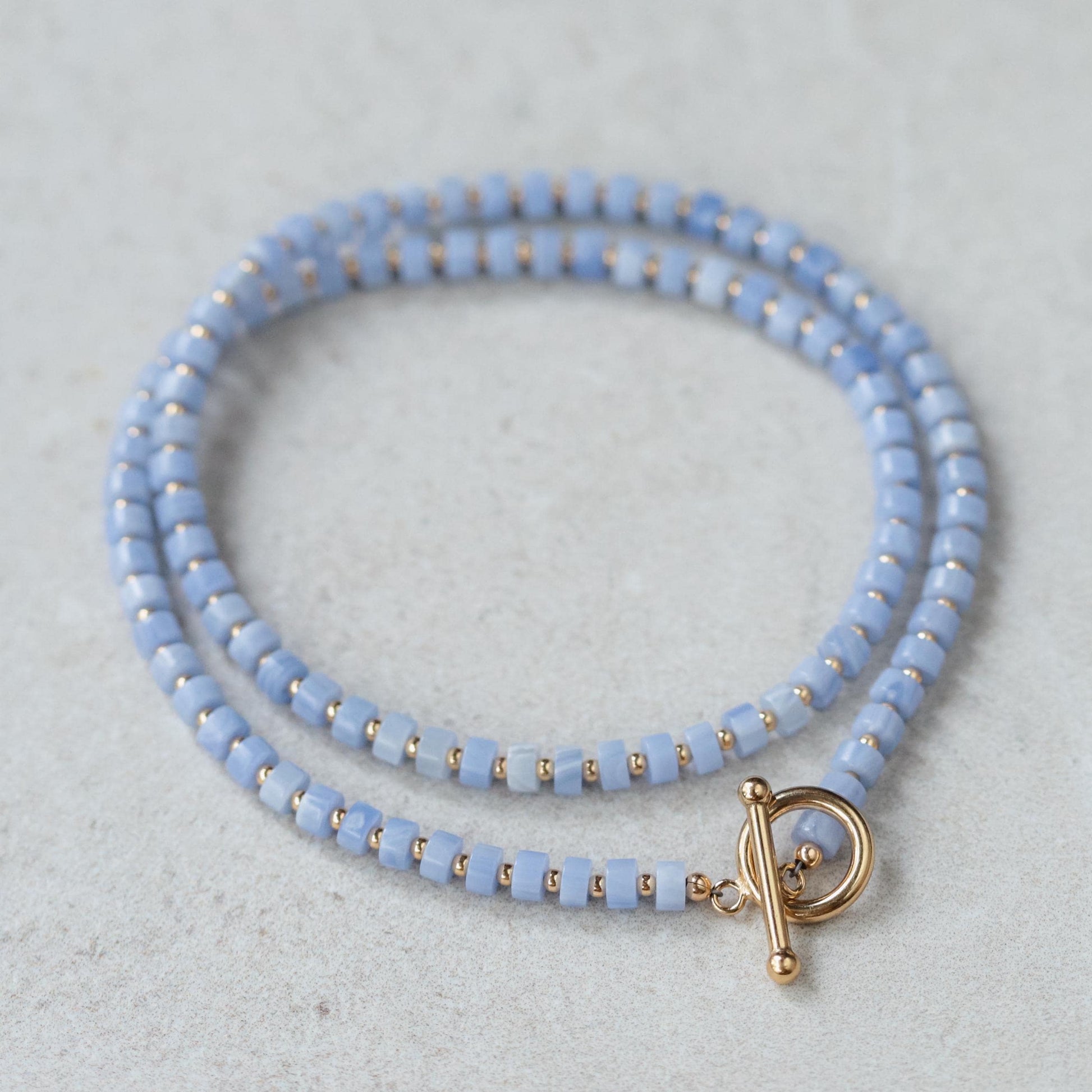AAAA+ Blue Lace Agate Beaded Necklace, Blue Lace Agate necklace [ENBM1881] | Blue Lace Agate Necklace | Blue Lace Agate Necklace