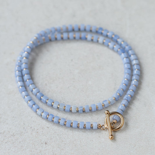 AAAA+ Blue Lace Agate Beaded Necklace, Blue Lace Agate necklace [ENBM1881] | Blue Lace Agate Necklace | Blue Lace Agate Necklace