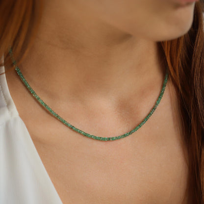 Zambian Emerald Necklace, Zambian emerald necklace | May birthstone necklace | smooth dainty Zambian emerald beaded