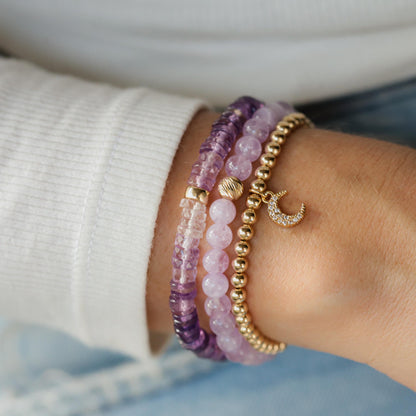 OMBRE Amethyst heishi bracelet | 6mm Amethyst bracelet [EBAM1665] | Purple amethyst beaded bracelet | amethyst beaded bracelet | faceted