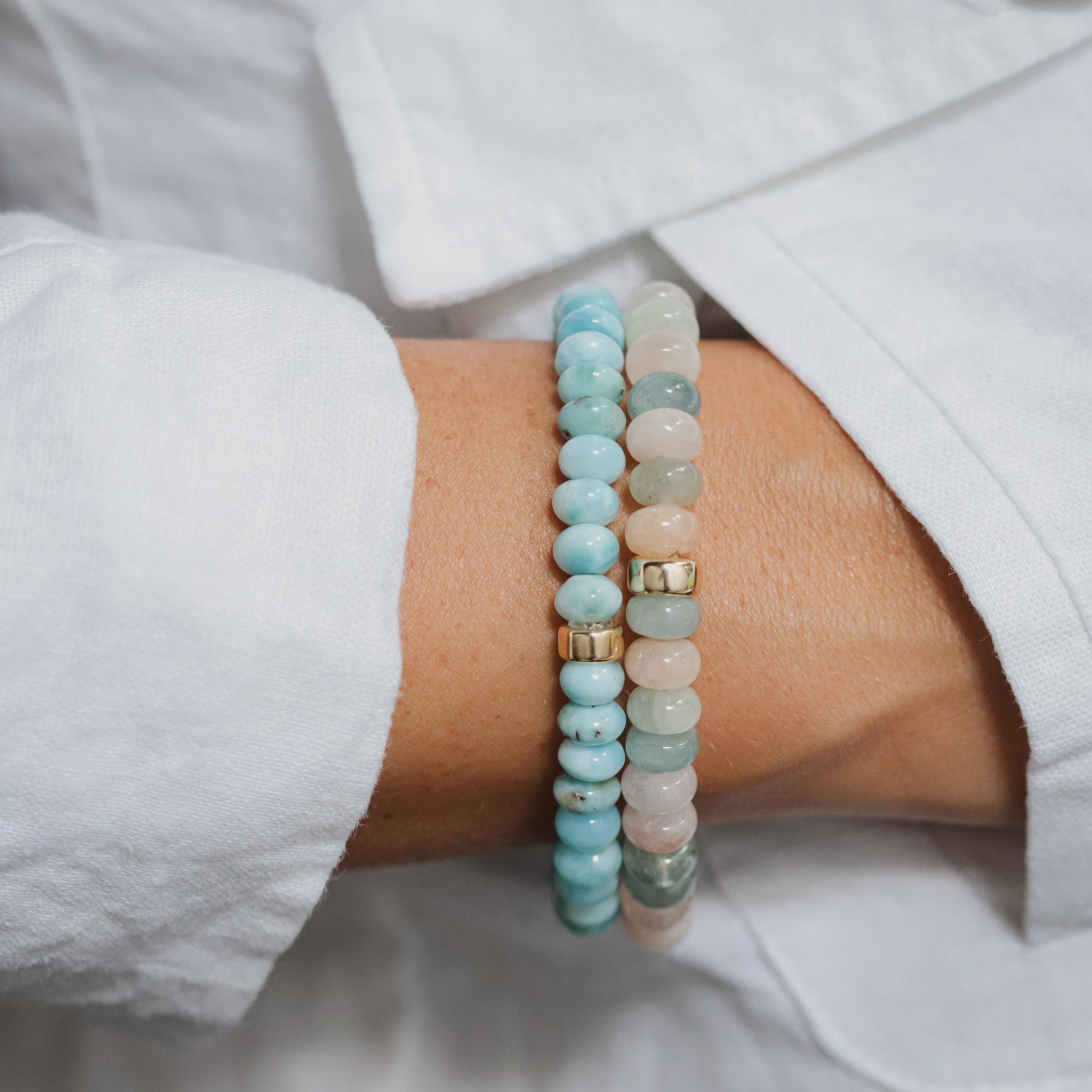 14K aaaa+ Larimar bracelet | Larimar bracelet 7mm, genuine blue larimar bracelet, authentic larimar | Larimar rondel bracelet