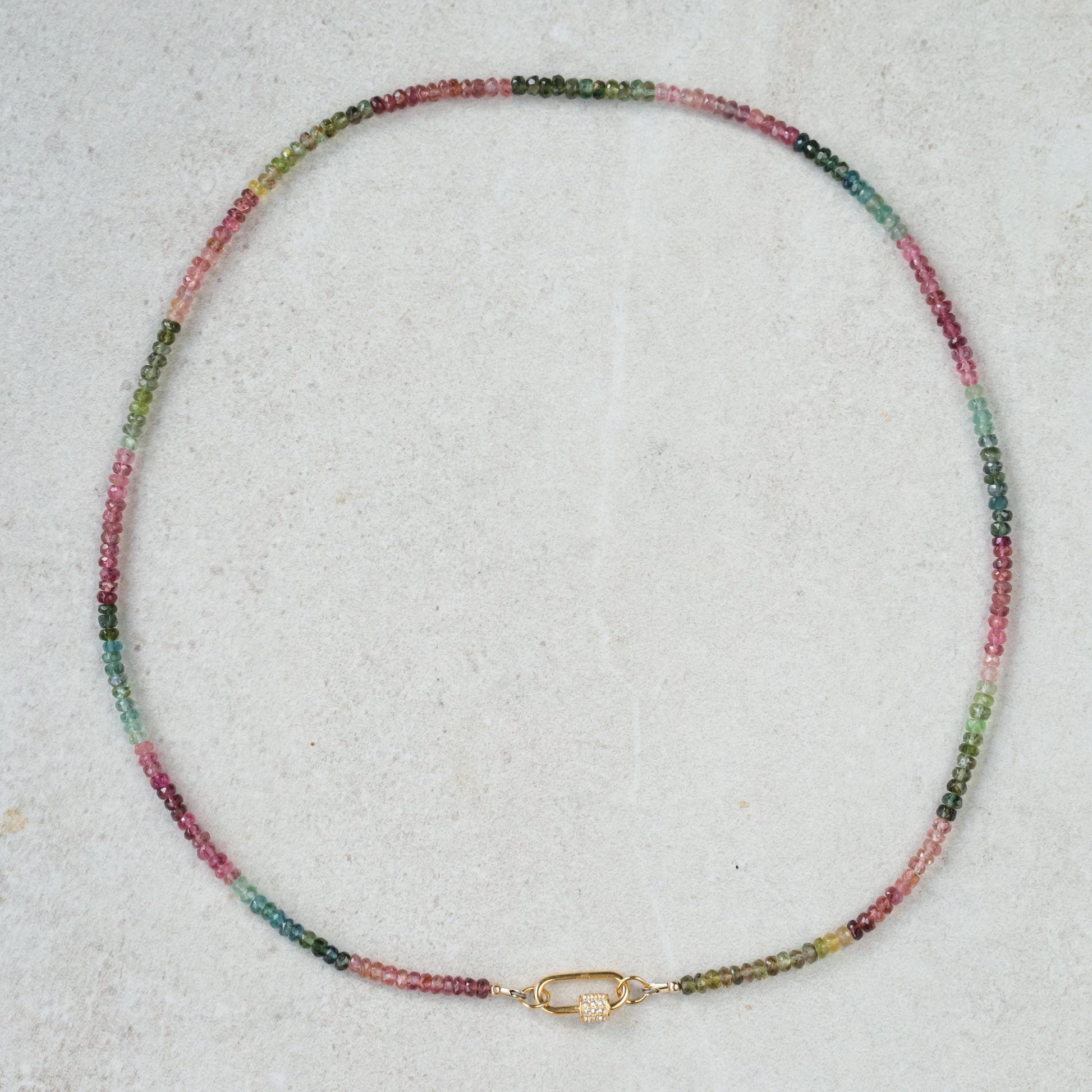 Mixed Tourmaline Carabiner Necklace | Watermelon tourmaline carabiner necklace | Multi color tourmaline jewelry | Tourmaline necklace