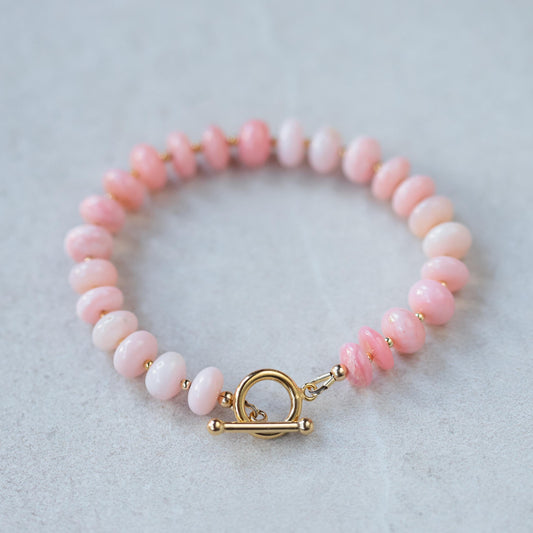 Pink Opal Bracelet, Pink opal beaded bracelet | Soft Pink Beads | Peruvian pink opal bracelet, Pink Opal | pink opal heishi