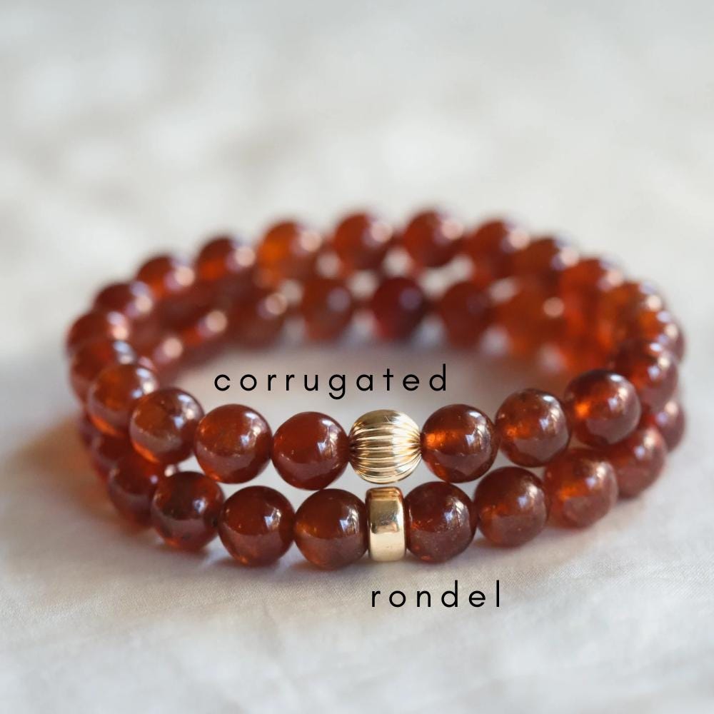14K Gold Hessonite Garnet Bracelet - January Birthday Gift, Garnet Hessonite 8mm bracelet [EBHM1598], Natural AAA Garnet Jewelry, Hessonite