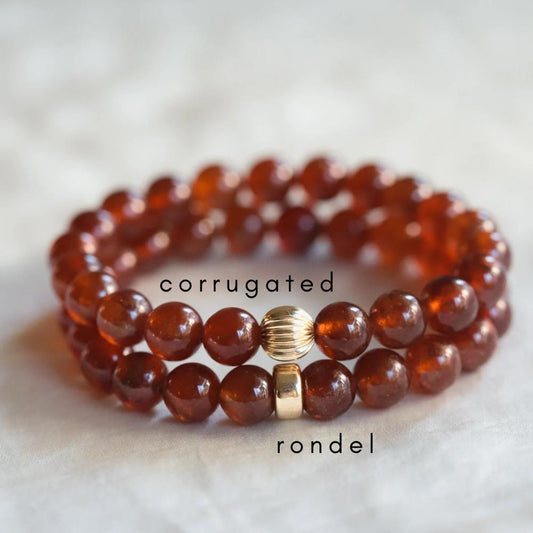 14K Gold Hessonite Garnet Bracelet - January Birthday Gift, Garnet Hessonite 8mm bracelet [EBHM1598], Natural AAA Garnet Jewelry, Hessonite