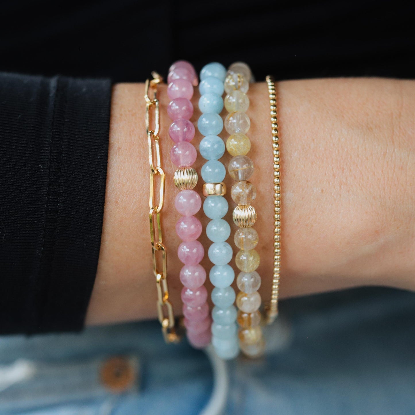 Golden rutilated quartz bracelet 6mm