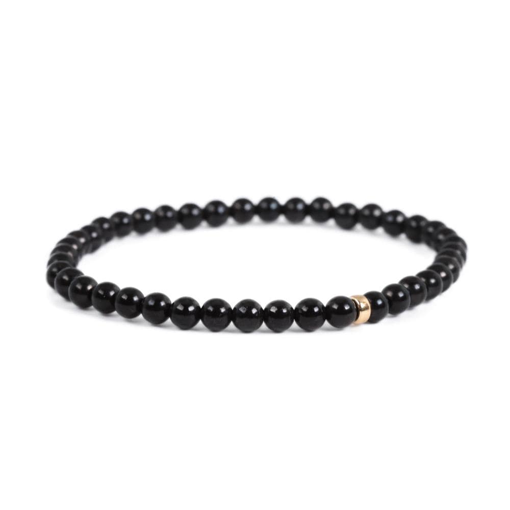 14K SOLID GOLD Shungite 4mm, 6mm or 8mm, [EBSM1973] emf Protection Top Quality Stone EMF Protection, Spiritual Cleansing, Detox Bracelet