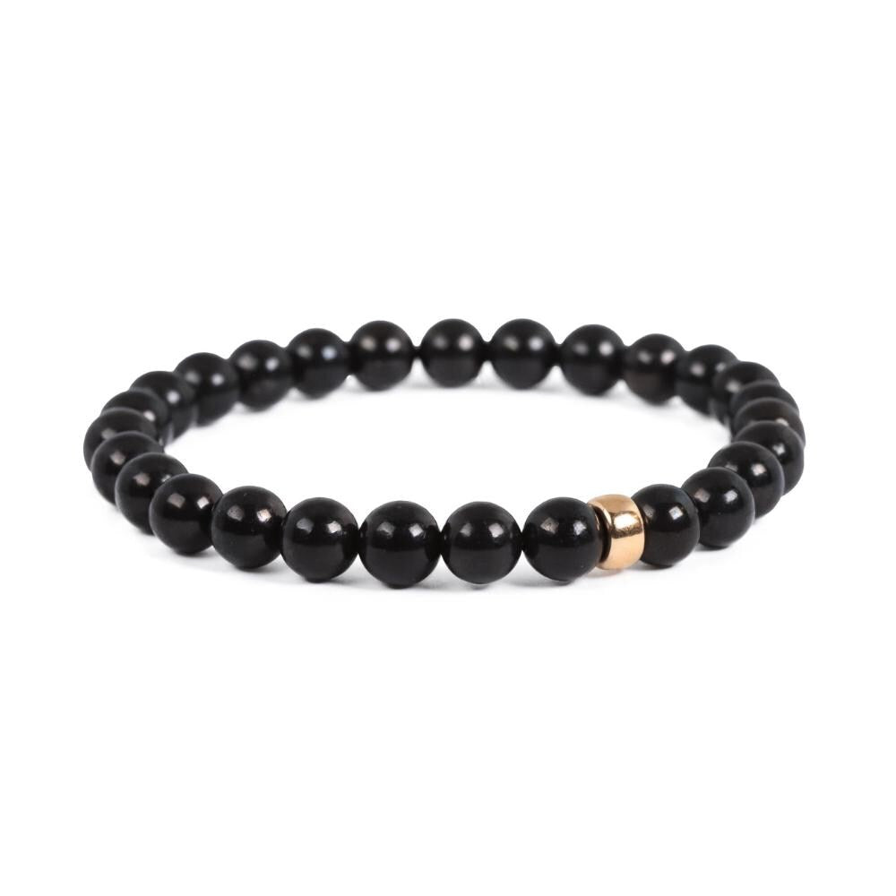 14K SOLID GOLD Shungite 4mm, 6mm or 8mm, [EBSM1973] emf Protection Top Quality Stone EMF Protection, Spiritual Cleansing, Detox Bracelet