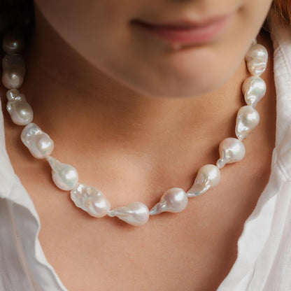 14K SOLID GOLD Baroque Pearl necklace | Pearl necklace 14K gold filled | Boho freshwater pearl necklace | pearl necklace | June birthday