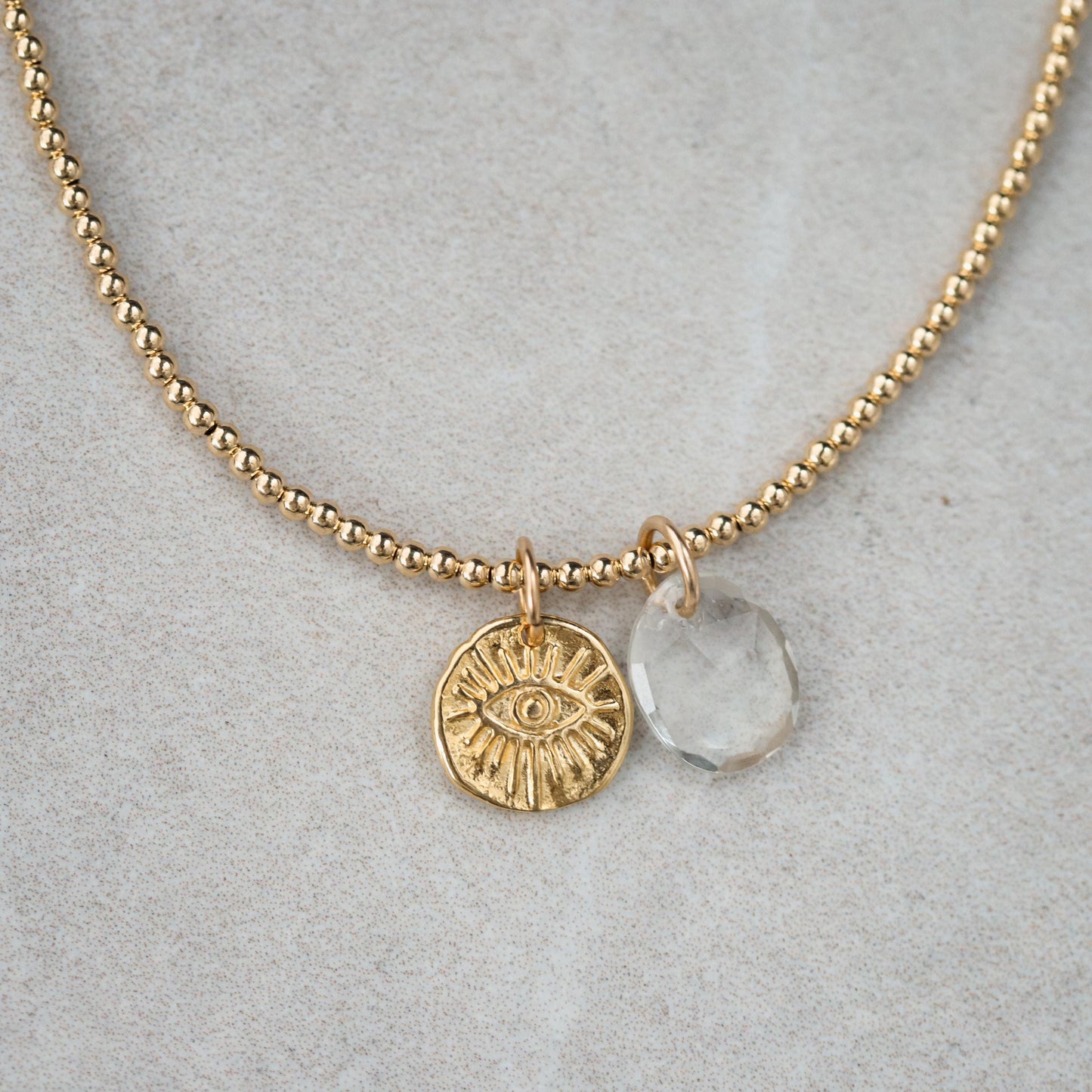 Evil Eye Necklace Set | Paperclip Chain Necklace | 10mm Push Lock Carabiner Clasp | Charm Holder Necklace | Layering Necklace