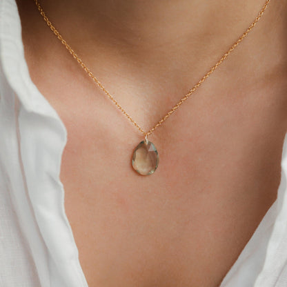 Green amethyst pendant Necklace, Green amethyst necklace, Green amethyst jewelry, 14K gold filled Green amethyst , Green amethyst