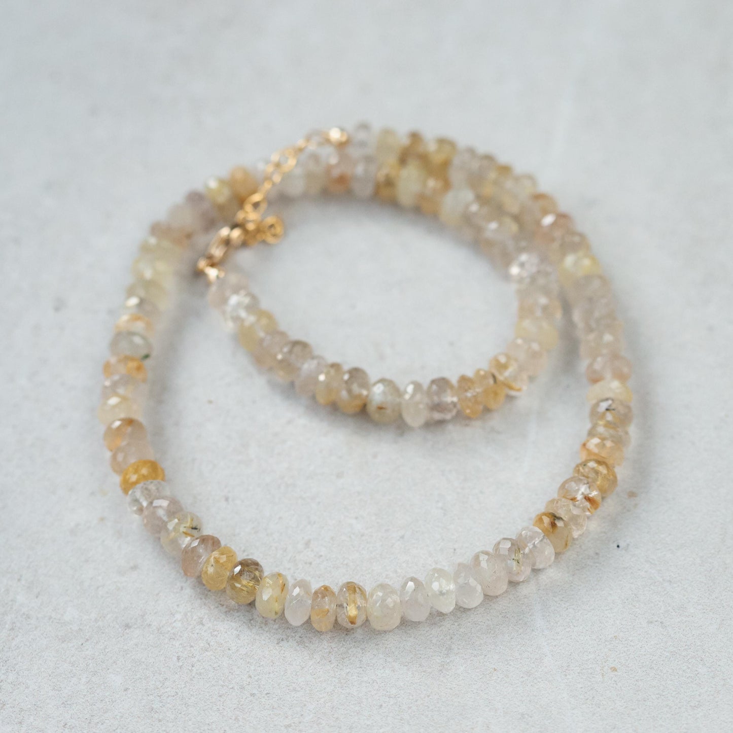 Golden Rutilated Quartz Necklace - 14K