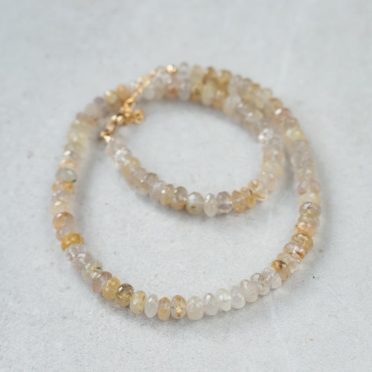 Golden Rutilated Quartz Necklace - 14K