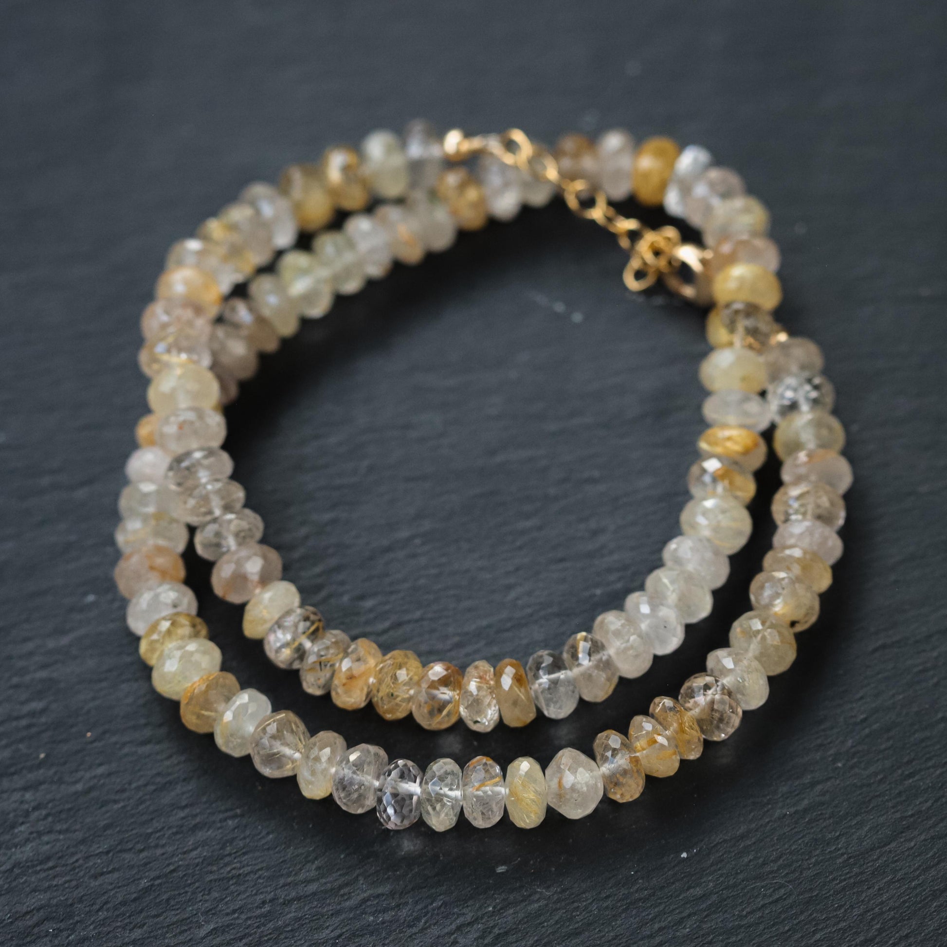 Golden Rutilated Quartz Necklace - 14K