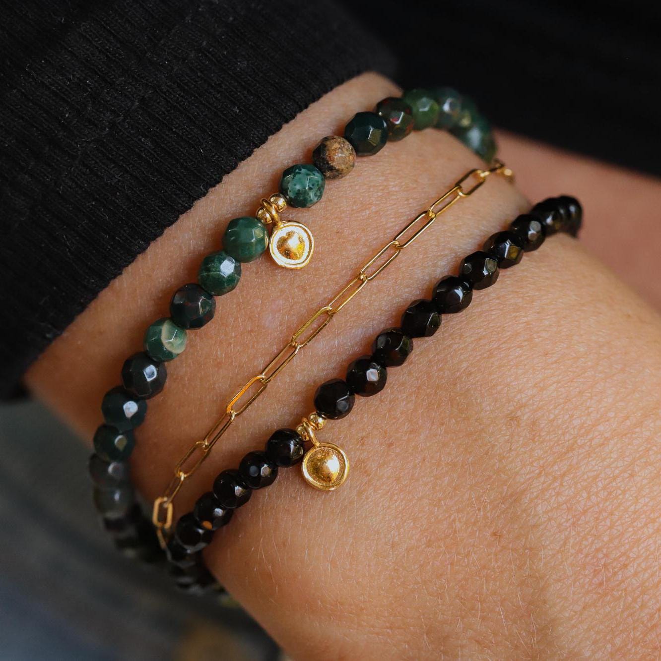 Faceted bloodstone with heart