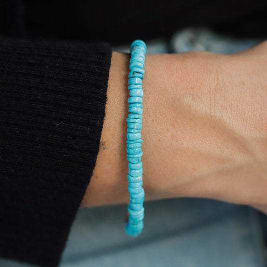 Arizona Sleeping Beauty Turquoise | Genuine Turquoise Bracelet | Sleeping beauty rondel bracelet | Genuine Turquoise sleeping beauty
