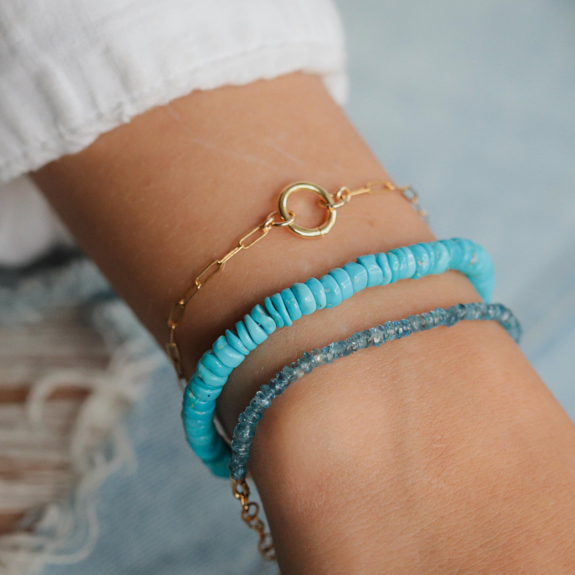 Arizona Sleeping Beauty Turquoise | Genuine Turquoise Bracelet | Sleeping beauty rondel bracelet | Genuine Turquoise sleeping beauty
