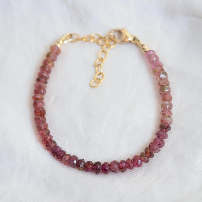 AAAA+ Pink Tourmaline bracelet | Carabiner bracelet tourmaline | ombre tourmaline jewelry | Dainty pink tourmaline bracelet