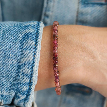 AAAA+ Pink Tourmaline bracelet | Carabiner bracelet tourmaline | ombre tourmaline jewelry | Dainty pink tourmaline bracelet