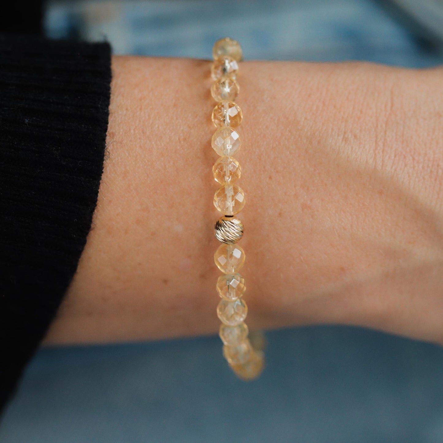 14K GOLD citrine, aaaa+ natural FACETED citrine | Citrine Bracelet 6mm | Natural Citrine Stone Solar Plexus Chakra Yoga #multicut