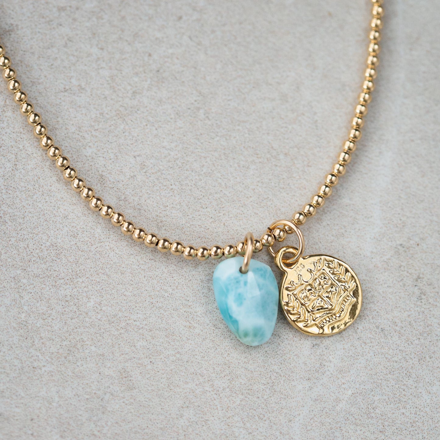 Larimar pendant, Larimar necklace, Genuine Larimar Jewelry, 14K gold filled Larimar paperclip necklace | Larimar pendant