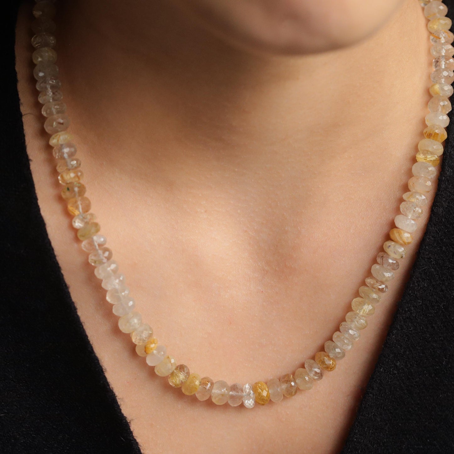 Golden Rutilated Quartz Necklace - 14K