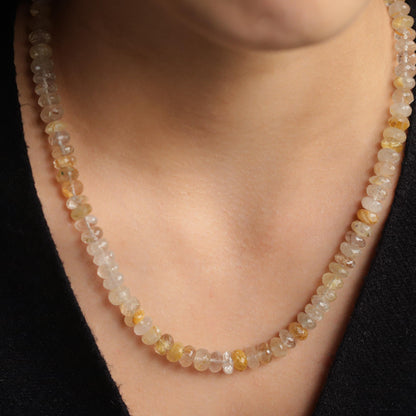 Golden Rutilated Quartz Necklace - 14K