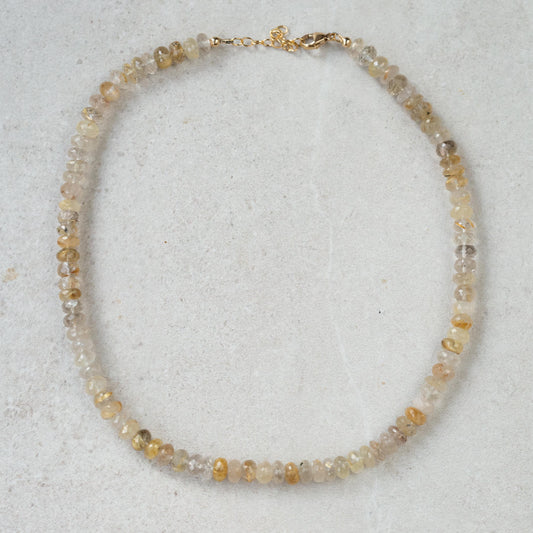 Golden Rutilated Quartz Necklace - 14K