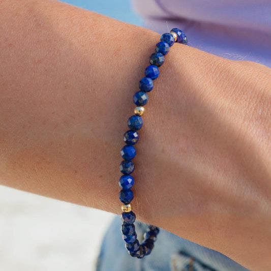 Lapis Lazuli Bracelet | dainty tiny lapis lazuli beaded bracelet | lapis lazuli gold bracelet | genuine lapis lazuli bracelet | lapis #0193