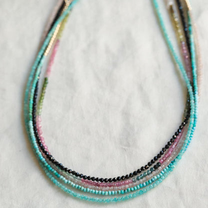 14K SOLID GOLD mixed Tourmaline Necklace | Watermelon tourmaline necklace 2mm | Multicolor tourmaline jewelry | Tourmaline 14K #11MT