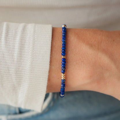 14K GOLD Lapis Lazuli Bracelet | dainty tiny lapis lazuli beaded bracelet | lapis lazuli gold bracelet | genuine lapis lazuli bracelet