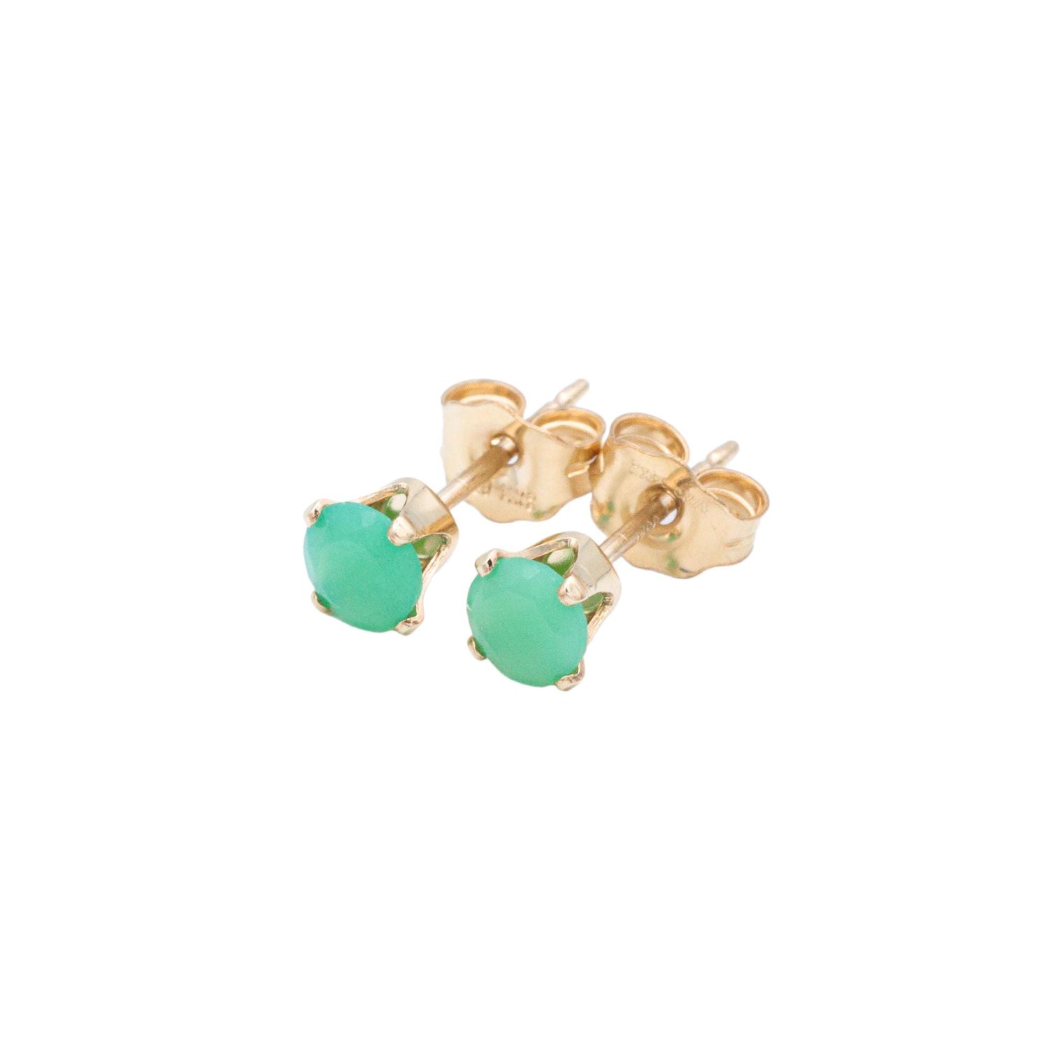 14K gold filled chrysoprase earring, gemstone stud chrysoprase earrings, gold filled gemstone studs, chrysoprase earrings, chrysoprase stud