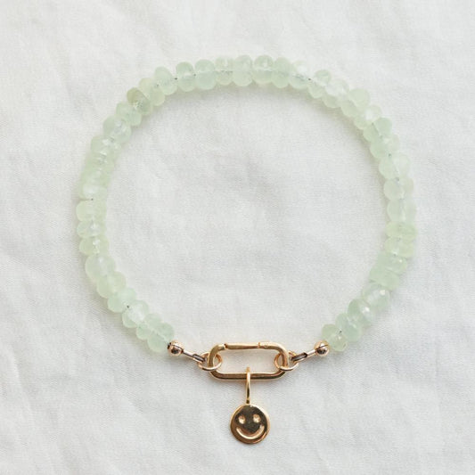 14K GOLD Prehnite beaded bracelet | Green prehnite jewelry | [EBPP1289] Beaded prehnite bracelet. Prehnite Crystal Gemstone | green gemstone