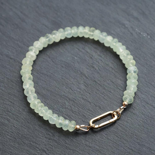 14K GOLD Prehnite beaded bracelet | Green prehnite jewelry | [EBPP1289] Beaded prehnite bracelet. Prehnite Crystal Gemstone | green gemstone