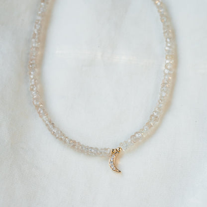 14K GOLD diamond zircon necklace | AAA+ zircon necklace | beaded zircon jewelry | natural zircon beaded necklace for women