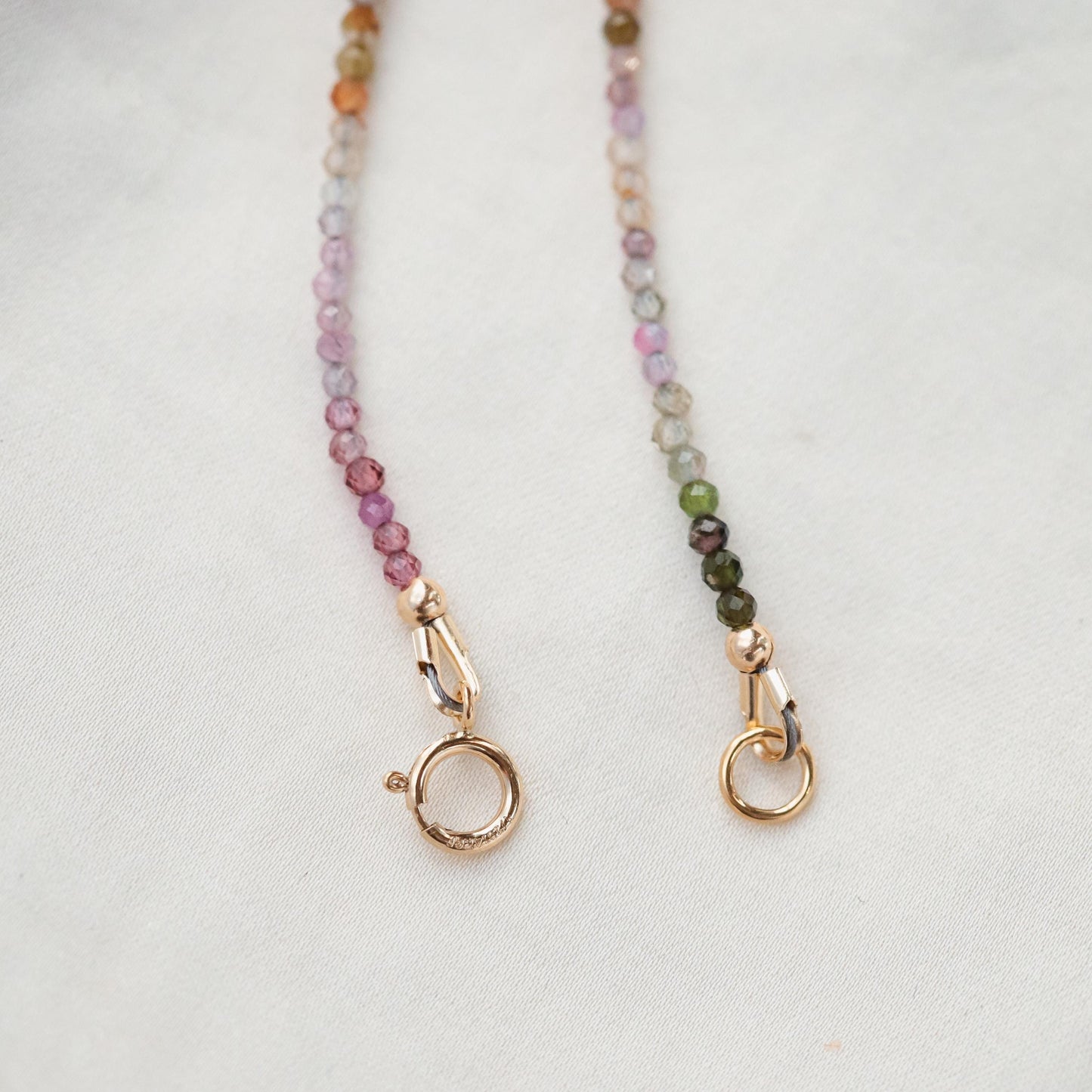14K SOLID GOLD mixed Tourmaline Necklace | Watermelon tourmaline necklace 2mm | Multicolor tourmaline jewelry | Tourmaline 14K #11MT