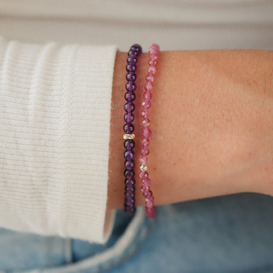 14K SOLID GOLD pink tourmaline | AAAA+ faceted pink tourmaline bracelet | dainty pink tourmaline | tourmaline gold bracelet, pink tourmaline