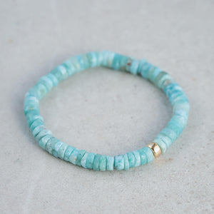 Larimar heishi bracelet | AAA Larimar Bracelet | 100% Authentic Larimar bracelet | Natural Larimar Bracelet | Rare Dominican Larimar