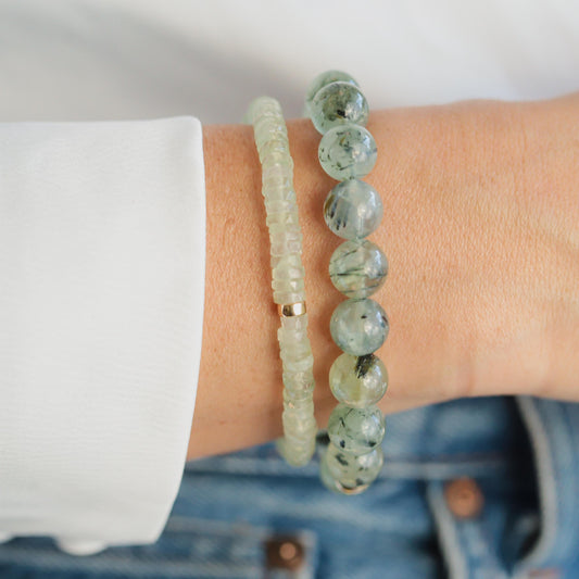 Prehnite beaded bracelet | Green prehnite jewelry | Beaded prehnite bracelet | Prehnite Crystal Gemstone | green gemstone bracelet