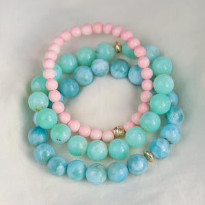 NATURAL Queen Conch (aka Pink Tridacna) bracelet in 6mm (three rounds) | Pink bracelet | Pink Conch Bracelet | natural pink 6mm