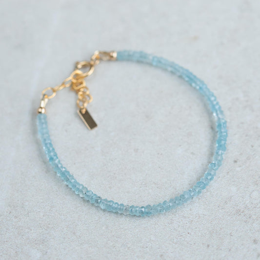 Aquamarine bracelet 3mm | March birthstone | AAA Aquamarine bracelet | Genuine beaded aquamarine bracelet | aquamarine
