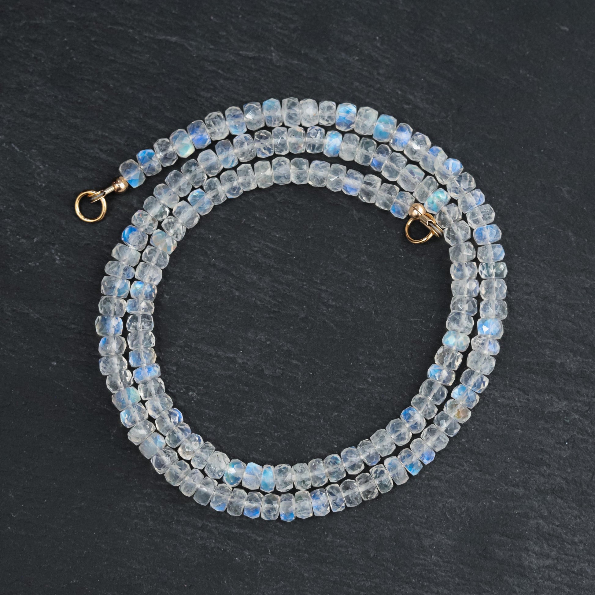 AAAA+ Rainbow Moonstone Necklace | Moonstone carabiner necklace | Moonstone beaded necklace choker | June birthstone | Moonstone jewelry