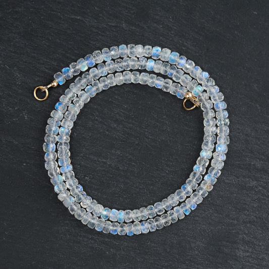 AAAA+ Rainbow Moonstone Necklace | Moonstone carabiner necklace | Moonstone beaded necklace choker | June birthstone | Moonstone jewelry