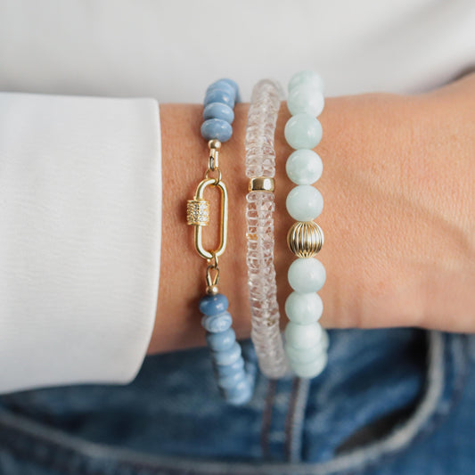 AAAA+ Genuine Clear Quartz Bracelet, Delicate Clear Quartz Stacking Bracelet, faceted Clear Quartz bracelets, Heishi Beads Clear Quartz