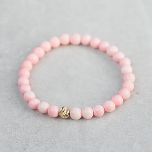 NATURAL Queen Conch (aka Pink Tridacna) bracelet in 6mm (three rounds) | Pink bracelet | Pink Conch Bracelet | natural pink 6mm