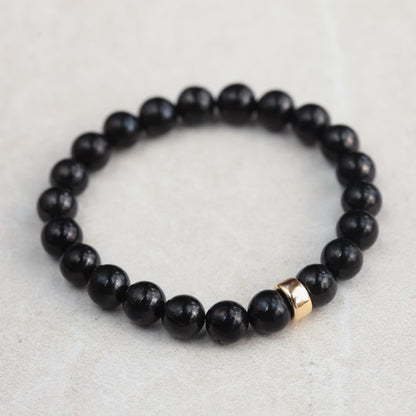 14K SOLID GOLD Shungite 4mm, 6mm or 8mm, [EBSM1973] emf Protection Top Quality Stone EMF Protection, Spiritual Cleansing, Detox Bracelet