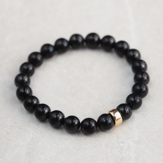 14K SOLID GOLD Shungite 4mm, 6mm or 8mm, [EBSM1973] emf Protection Top Quality Stone EMF Protection, Spiritual Cleansing, Detox Bracelet