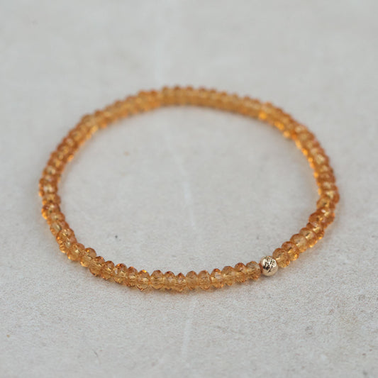 SOLID 14K GOLD aaaa+ natural citrine 4mm | Citrine Bracelet 4mm | Natural Citrine Stone Solar Plexus Chakra Meditation Bracelet Yoga