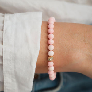 NATURAL Queen Conch (aka Pink Tridacna) bracelet in 6mm (three rounds) | Pink bracelet | Pink Conch Bracelet | natural pink 6mm